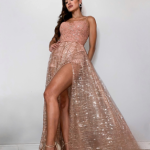 Rose Gold Tule Brilhos Geometricos