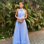 Gola Alta Babados Azul