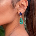 Brinco Gotas Tanzanita e Turmalina