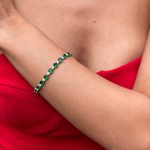 Pulseira Riviera de Esmeralda Com Ponto de Luz