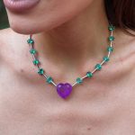 Colar Coração Purple & Green
