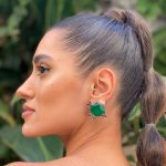 Brinco Quadrado com Flores e Borboletas