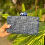 Clutch de Palha Azul Marinho