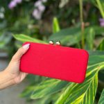 Clutch Vermelha Com Fecho Dourado
