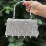 Clutch Prata Strass com Franjas