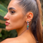 Brinco Cascata Ródio Roxo