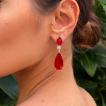 Brinco Duas Gotas Rubi