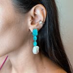 Brinco Cascata Turmalina e Pérola