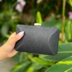 Clutch Preta de Glitter Geométrica