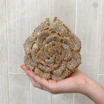 Clutch Flor Strass Dourada